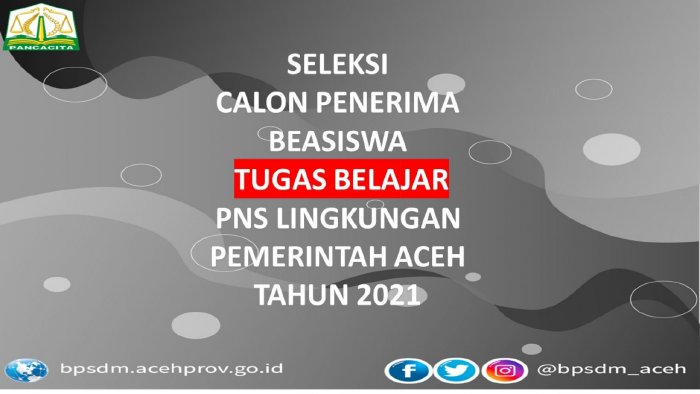 Bpsdm Aceh | Berita Seleksi Penerima Beasiswa Tugas Belajar Pns Lingkungan Pemerintah Aceh Tahun 2021